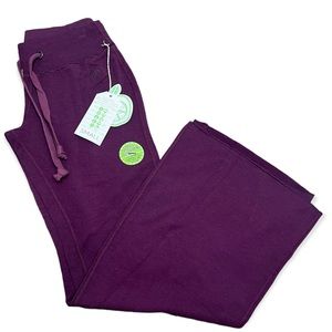 NWT Green Apple yoga lounge pants with drawstring and raw hem.